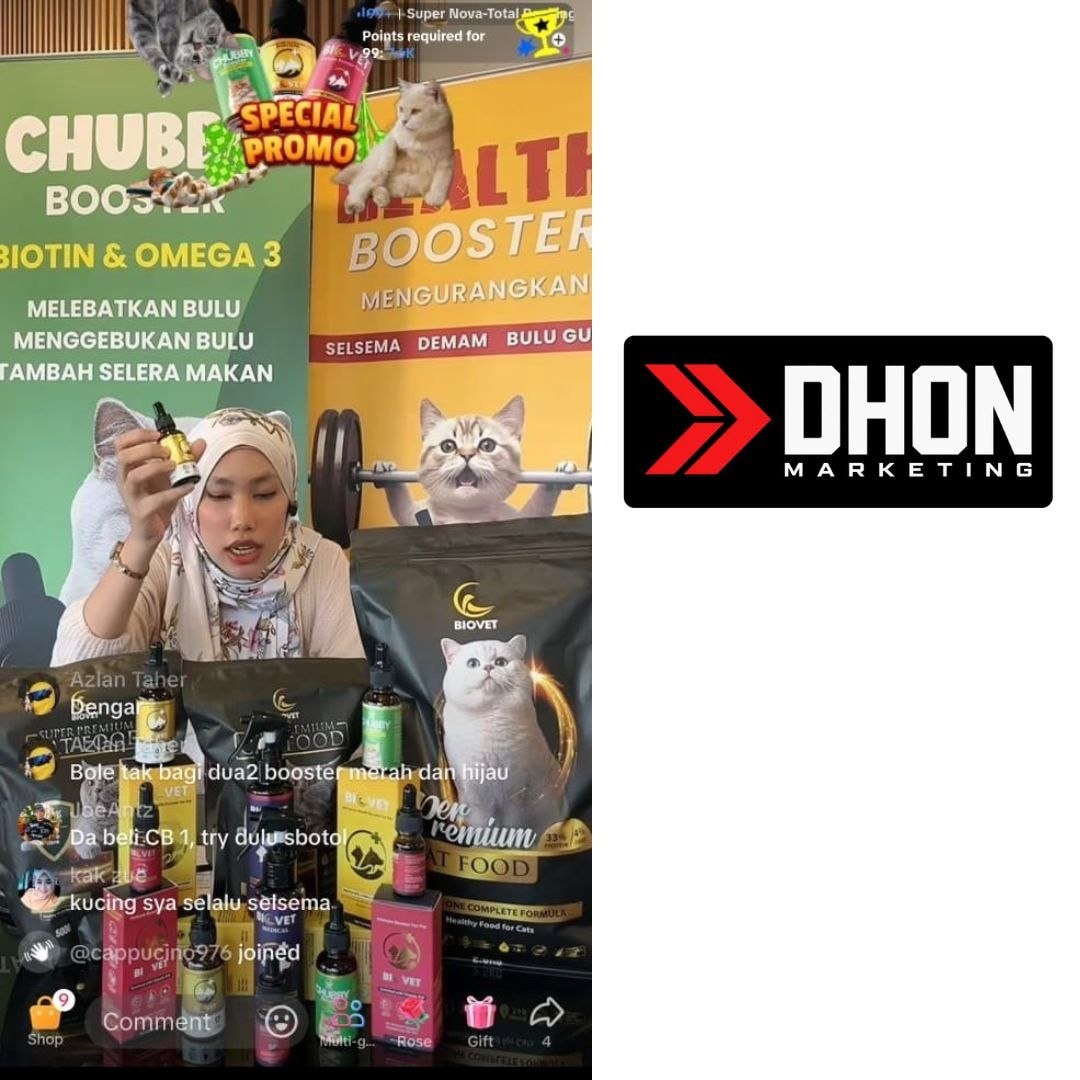 TikTok Live BIOVET — host jual produk kucing secara live